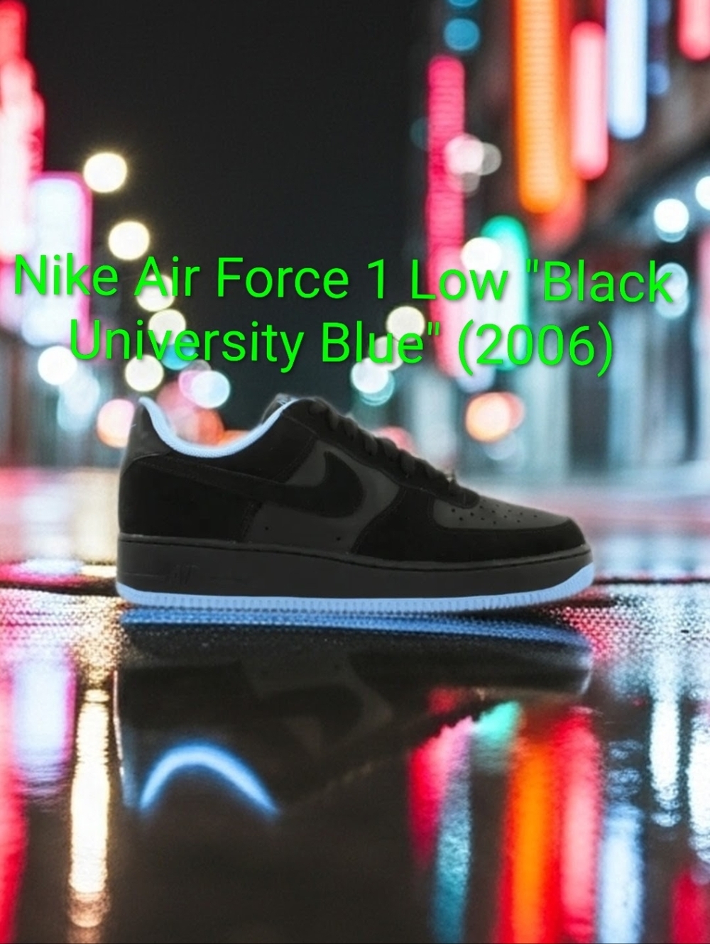 Nike Air Force 1 Low Rare "Black University Blue" (2006) Mens 9.5 Womens 11 EUC